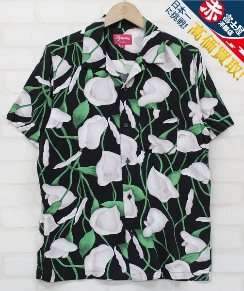 3T3896/未使用品 Supreme 18ss Lily Rayon Shirt Black シュプリーム ...