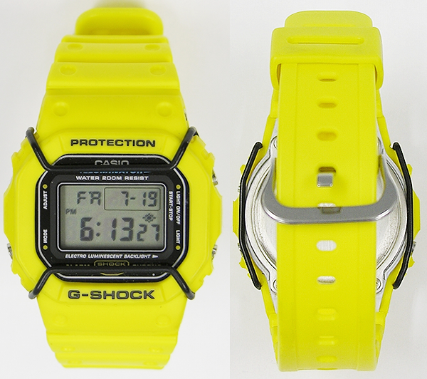 試着 カシオ G-SHOCK DW-5600E-9BV イエロースピード赤富士屋洋服店