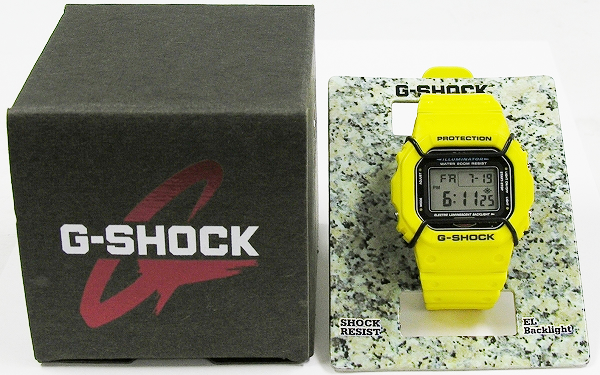 試着 カシオ G-SHOCK DW-5600E-9BV イエロースピード赤富士屋洋服店