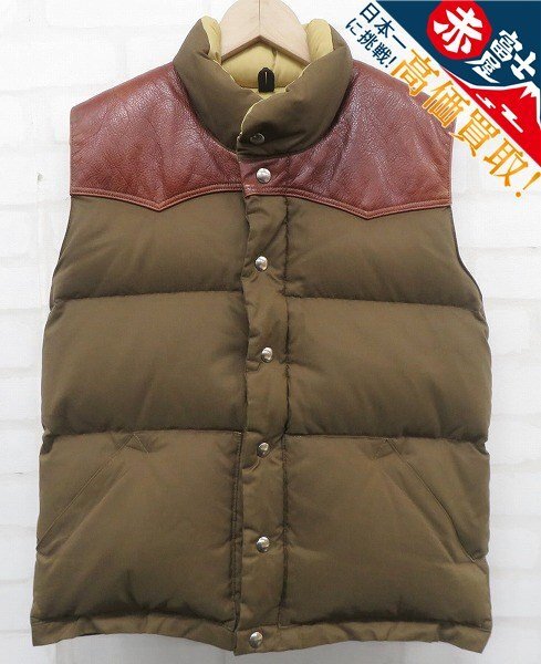 YK3J4100/CRESCENT DOWN WORKS レザーヨークダウンベスト USA製 クレセントダウンワークス