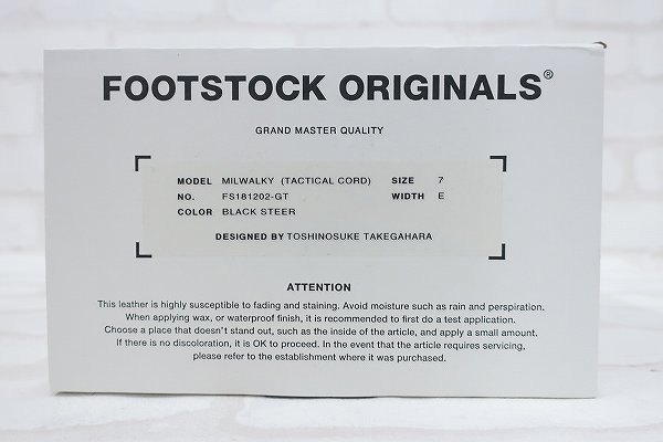 SU2S1722/未使用品 FOOTSTOCK ORIGINALS MILWALKY (TACTICAL CORD