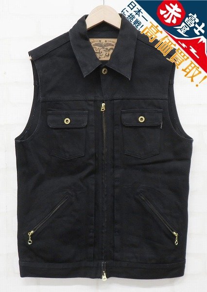 KH7T7778/VISE REDTAiL Cross Denim Vest 1st バイス レッドテイル クロスブラックデニムベスト ファースト